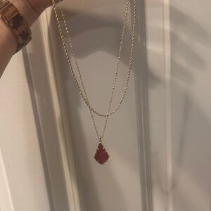 Kendra Scott Gold Necklace with Red Pendant